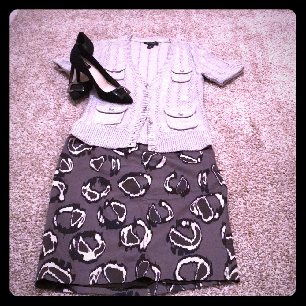 White House Black Market silver knit blouse
